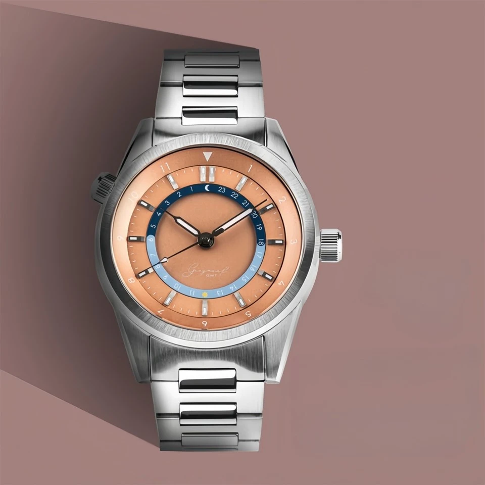 salmon dial watch