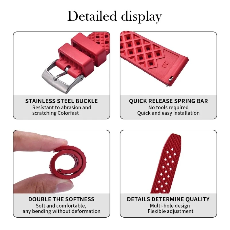 Factory Custom FKM Fluororubber Watch Straps | OEM/ODM Available