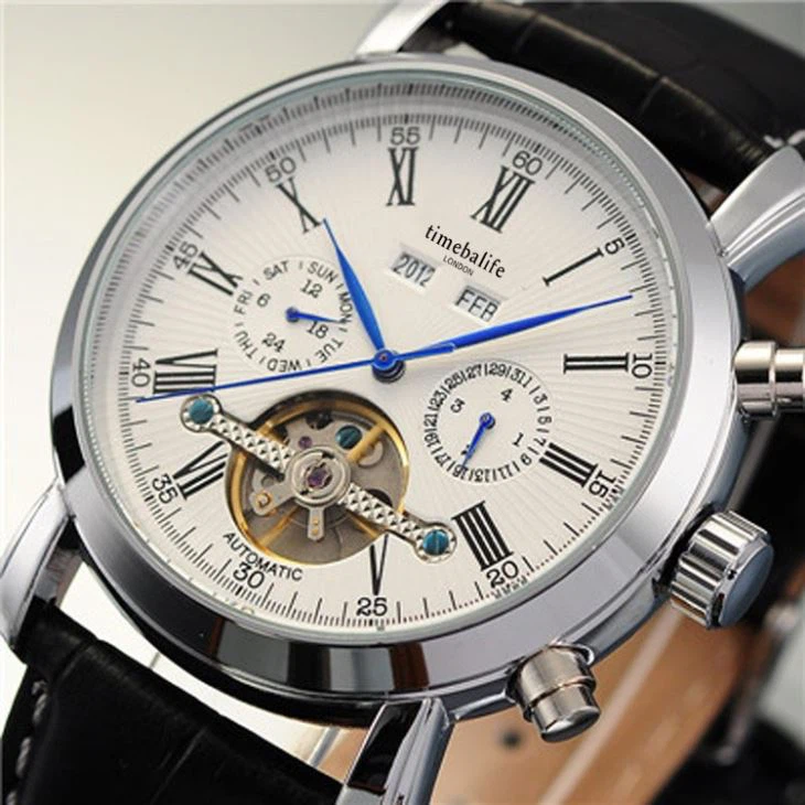 Hot Selling Mechanical Japanese Movement Genuine Leather Strap Wrist Watch For Men